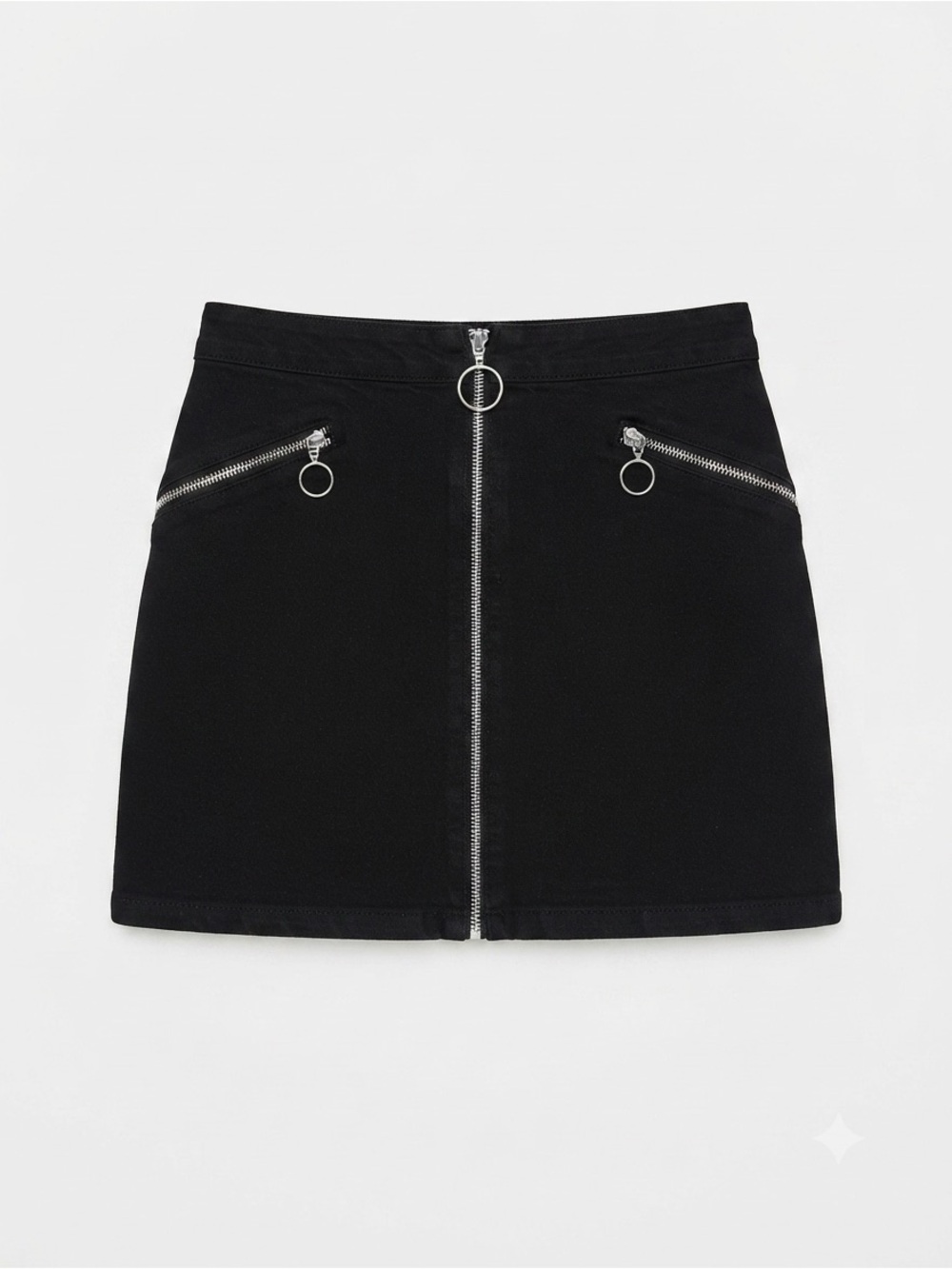 Signature8 Black Zip-Front Mini Skirt with Ring Pulls size large
